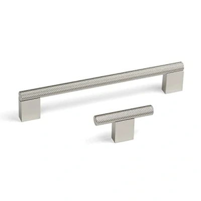 Image of 160mm Textured Knurled Brushed Nickel Boss Kitchen Cupboard Handle Cabinet Door Drawer Furniture Pull
