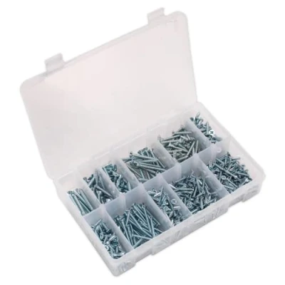 Image of Sealey Self Tapping Screw Assortment 600pc Countersunk Pozi Zinc