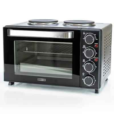 Image of STATUS Amarillo Black Mini Oven: 25 litre capacity oven with a grilled function and dual hot plates 2 / 1400w AMARILLO1PKB