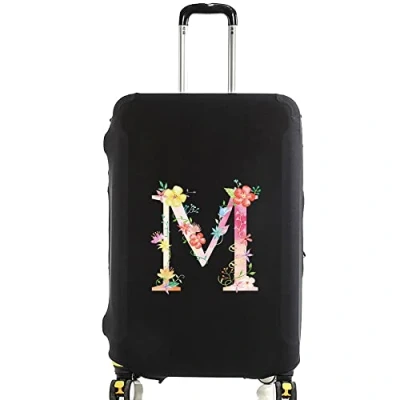 Image of Pink Initial Letter Printed Design Travel Trolley Case Cover Protector Washable Suitcase Luggage Storage Covers for 18 28 inch (pink M, S (18 21 Luggage))