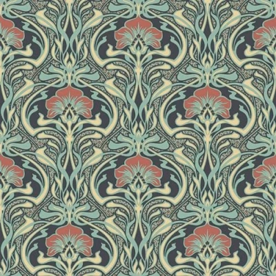 Image of Crown Wallcoverings Flora Nouveau Wallpaper Green M1196 Full Roll