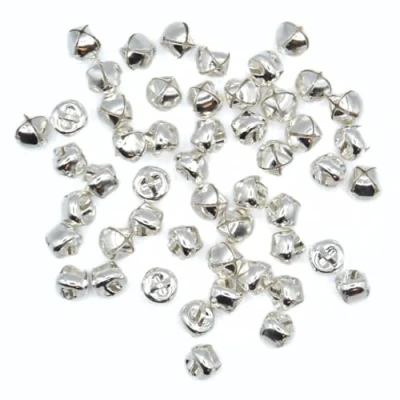 Image of celloexpress 9.5mm Bright Silver Jingle Bells Mini Christmas Craft DIY Festive Decorations Gift Wrap (Pack of 10)
