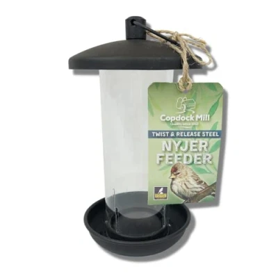 Image of Copdock Mill Twist &amp; Release Steel Nyjer Wild Bird Feeder Hanging Small Station Feeders Suitable For Seed Mix