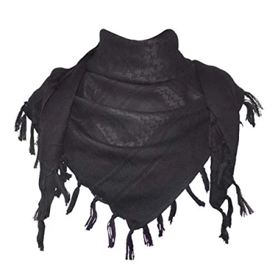 Image of Explore Land Cotton Military Shemagh Tactical Desert Keffiyeh Scarf Wrap (Black)