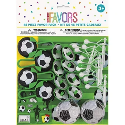 Image of 3D Soccer Favor Pack Assorted Party Supplies for Fans &amp; Enthusiasts Perfect Celebrations Gifts 48ct