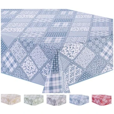 Image of Home Direct Rectangular Oilcloth PVC Wipe Clean Tablecloth Table Cover 140cm x 180cm 55x70 Blue Grey