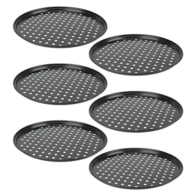 Image of MANCHAP 6 PCS 12 Inch Pizza Tray, 32cm Non Stick Pans with Holes, Round Crisper Pan Perforated Oven Tray for Restaurant Baking