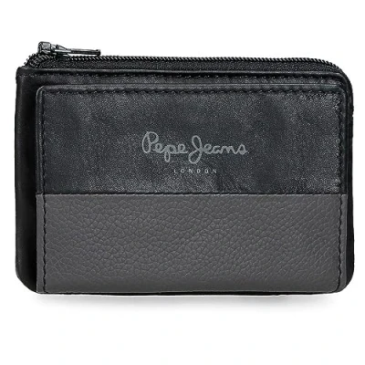 Image of Pepe Jeans Dual Purse Black 11 x 7 1.5 cm Leather, Black/White, One Size,