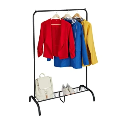 Image of Clothes Rack, Wide Stable Clothing Rail With Shelf, Wardrobe for Small Spaces, hwd: 139 x 90 44 cm, Black Relaxdays