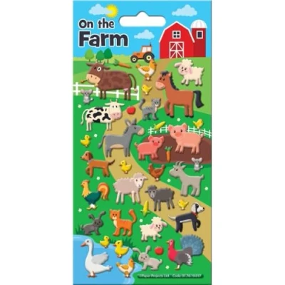 Image of Paper Projects 01.70.19.017 On The Farm 3D Squishy Foam Reusable Stickers, 19.5cm x 9.5cm