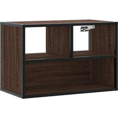 Image of vidaXL TV Cabinet Stand Media Unit Brown Oak Engineered Wood Metal Frame Wall Mounted Option Compact 60x31x39.5 cm Ample Storage