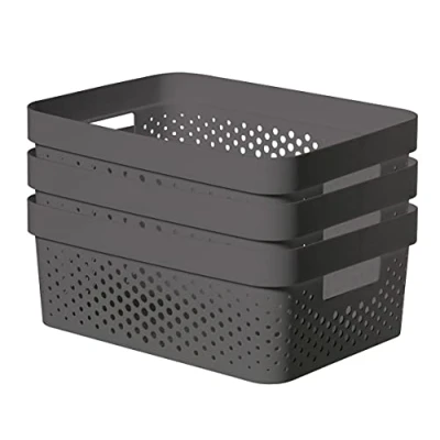 Image of CURVER Infinity Dots Grey, 3 x 11 Litre