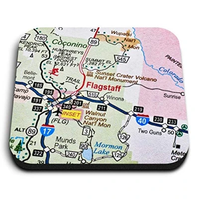 Image of 1 x Square MDF Fridge Magnet Flagstaff Arizona America USA Travel Map 45028