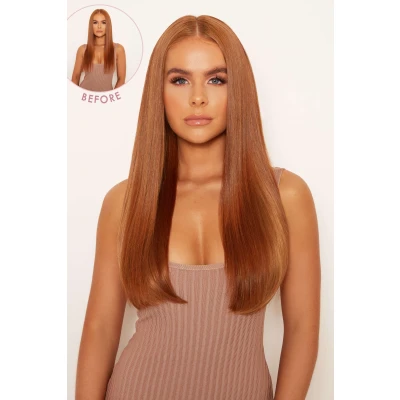 Image of Lullabellz Thick Straight Clip In Hair Extensions 18 Inch Mixed Auburn