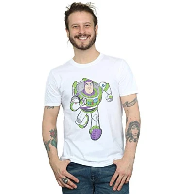 Image of Disney Men&#039;s Toy Story 4 Classic Buzz Lightyear T Shirt White Large