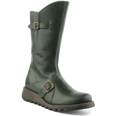 Image of Fly London Women&#039;s Mes 2 Buckle Boots, Petrol, 6 UK