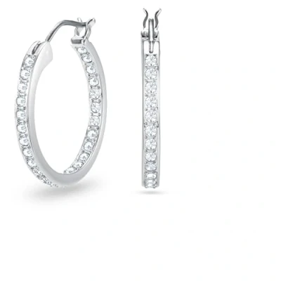 Image of Swarovski Sommerset Hoop Earrings Crystal Rhodium Plated White 5616262