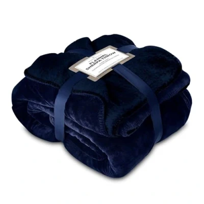 Image of VELVETIO Large Flannel Fleece Throw for Sofa Bed, Fluffy Double Sided Reversible Sherpa Warm Blanket, Lightweight Ultra Soft Thick Travel Throws, 150 x 200cm, Navy