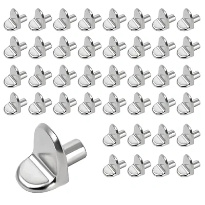 Image of Shelf Support Pegs 5mm, 40pcs Kitchen Cupboard Pins Supports L Shaped Metal Wardrobe Shelves Brackets Peg Pin for Cabinet Bookcase