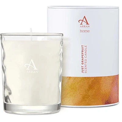 Image of Arran Sense of Scotland Just Grapefruit Scented Glass Candle (35cl) Vibrant with Citrus Blend &amp; Vetiver, Approx 35hr Burn Time