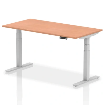 Image of Air 1600/800 Beech Height Adjustable Desk With Silver Legs HA01003