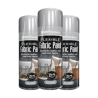 Image of Classic Signature 3 x Flexible Fabric Silver 200ml Spray Paint Leather Vinyl Textile Clothes Fast Drying