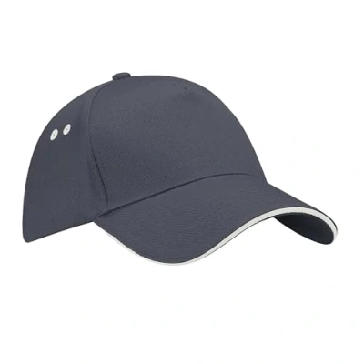Image of Beechfield B15c Ultimate 5 Panel Cap Sandwich Peak Graphite Grey/Oyster Grey