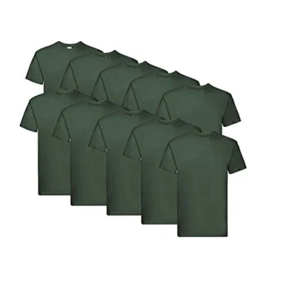 Image of Fruit of the Loom Men&#039;s Super Premium Short Sleeve T Shirt (Pack 10) (XL, Bottle Green), Green, XL