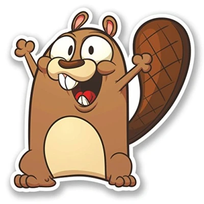 Image of 2 x 10cm/100mm Happy Beaver Vinyl SELF Adhesive Sticker Decal Laptop Travel Luggage Car Bike Sign Fun #5381