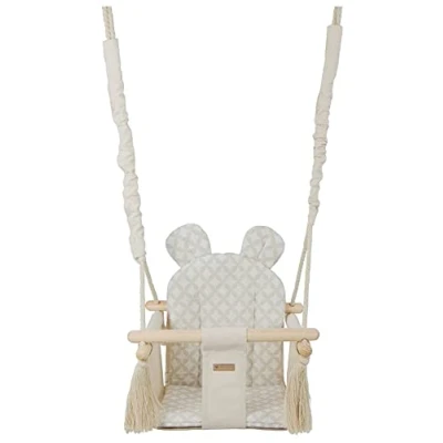 Image of Baby/Toddler Swing, Indoor, Outdoor, Soft seat, Swing Chair (Colour: Cream, Cream Diamonds)
