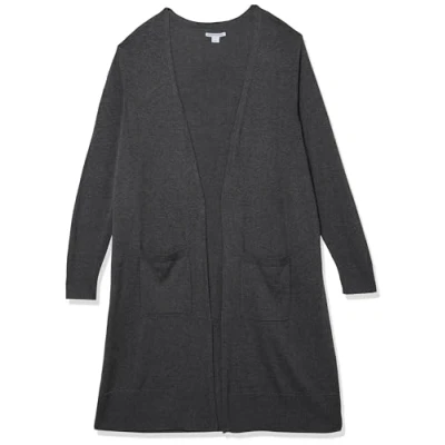Image of Amazon Essentials Women&#039;s Lightweight Longer Length Cardigan Jumper (Available in Plus Size), Charcoal Heather, XXL
