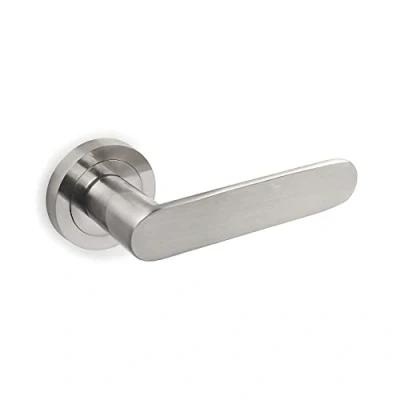 Image of Emuca Internal Door Handles, Set of Handles with D.50 mm (1,96 inch) Rose, Aluminium, Satin Nickel.