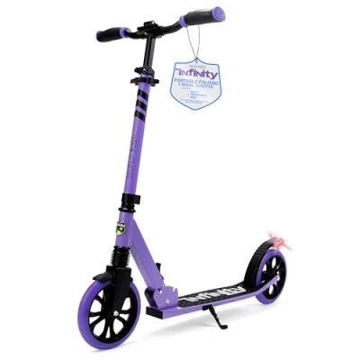 Image of SereneLife, Scooter, Kids Scooters, Kick Scooter for Ages 8 12, Girls Boys Stunt Scooters Teenagers 11 15, Folding Adult with Big Wheels (Purple)