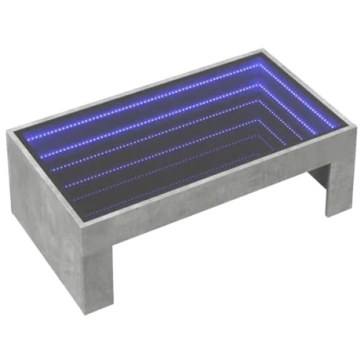 Image of vidaXL Coffee Table with Infinity LED Engineered Wood, Concrete Grey, 70x50x30 cm Side/End/Couch for Living Room Bedroom