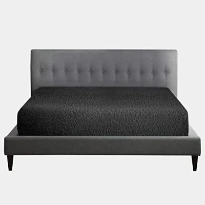 Image of Teddy Fleece Fitted Sheet Single, Super Soft Bottom With Elasticated Corners, Warm &amp; Cozy Polyrster Bed sheets, Charcoal