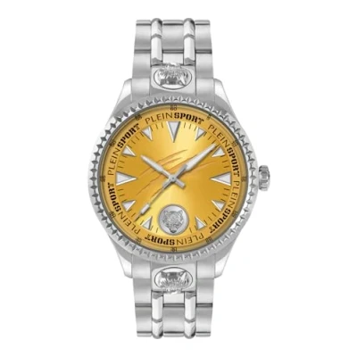 Image of Plein Sport Men&#039;s Watch Analogue Quartz Lineman, Silver/Yellow/Steel Ps5ba0824, Bracelet