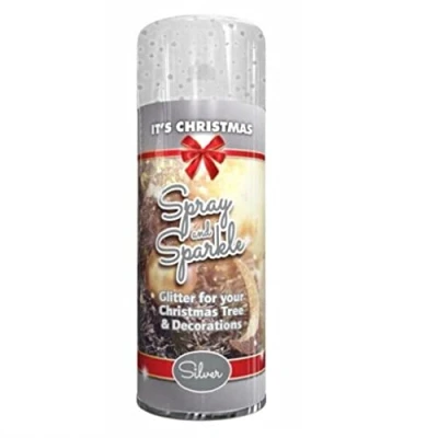 Image of Metallic Glitter 200 ML Spray Paints Sparkle Christmas Xmas Tree Decoration (Silver)