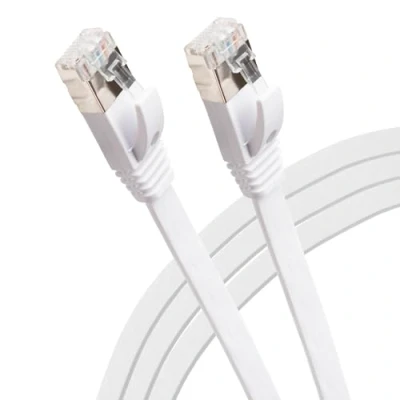 Image of Maplin Ethernet Cable 15M White, Flat CAT6 Gigabit UTP LAN Network RJ45 High Speed 10Gbps Compatible with Laptop, PC, CCTV, PS4/5, Xbox, Switch, Modem, Router, Smart TV, Sky Box, WiFi Extender