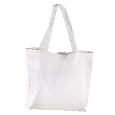 Image of Rayher 53987102 Plain Shopping Tote Bag, Shoulder Bag for Fabric Painting, Screen Printing and Textile Crafts, Polyester Cotton Blend, white, 46x35x10cm