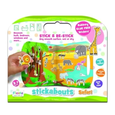 Image of Fiesta Crafts T 2828 Safari Stickabouts, Reusable Stickers with no glue and mess Use again &amp; gain on smooth surfaces