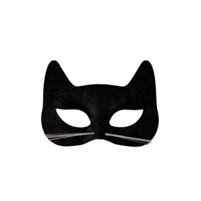 Image of Wicked Costumes Black Velour Cat Mask Fancy Dress Accessory