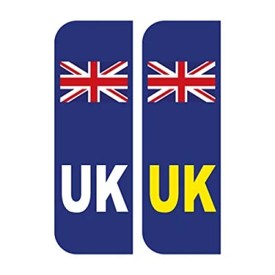 Image of Landing Designs Pack of 2 Uk Car Stickers Flag Reg Plate Self Adhesive Vinyl for Van Lorry
