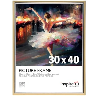 Image of Inspire By Hampton EASYLOADER 30x40cm Gold Picture Poster Frame Acrylic (Non Glass) IBH EAS3040GDPX 1PK