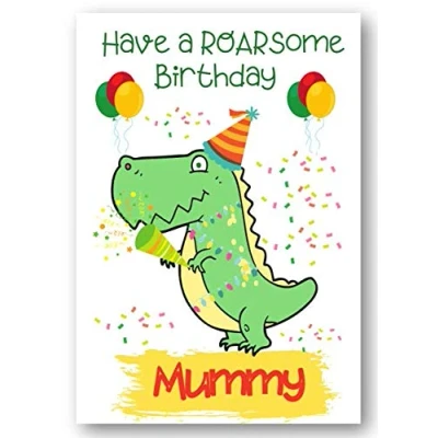 Image of Second Ave Mummy Children&#039;s Kids Dinosaur Birthday Card For Her Greetings