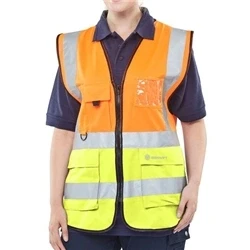 Image of Two Tone Executive Waistcoat Orange / Saturn Yellow XXL