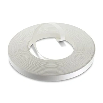 Image of WoodPress® 15mm Matt White Melamine Pre Glued Veneer Edging Tape 50m Trade Roll Iron On Wood Application