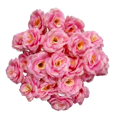 Image of Corkwaw 25 Pcs 3 inch Artificial Rose Flower Heads,Silk Head Flowers,Wedding party home garden decoration DIY craft gift box (Pink)