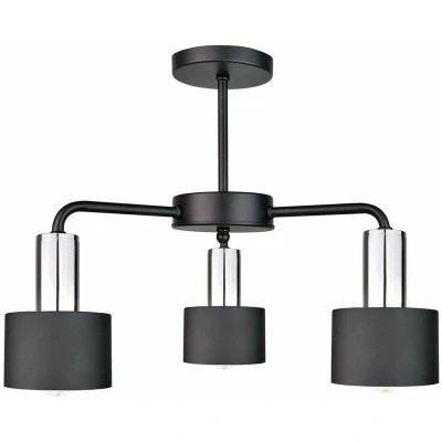 Image of Luce Multi Arm Semi Flush Ceiling Light Black, Silver, 44cm, 3x E27