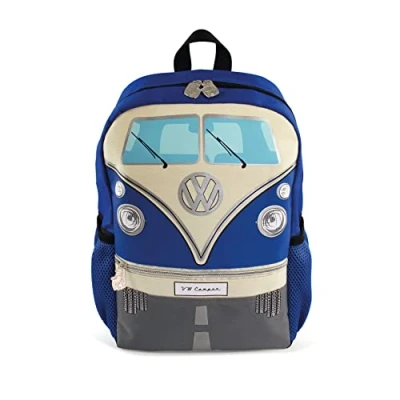 Image of BRISA VW Collection Volkswagen Hiking Laptop University Backpack in T1 Bus Campervan Design (15 L/4 gal/Small) (Blue)