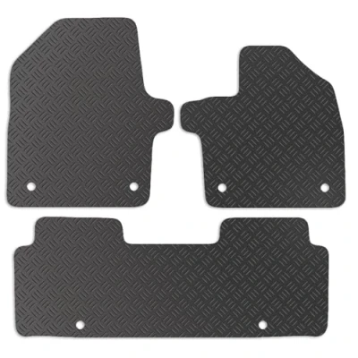 Image of Carsio Rubber Car Mats For Kia EV6 2021+ Onwards Tailored Fit Floor Mat Set Complete Accessory Black Custom Fitted All Weather &amp; Heavy Duty, Anti Slip Backing with Clips